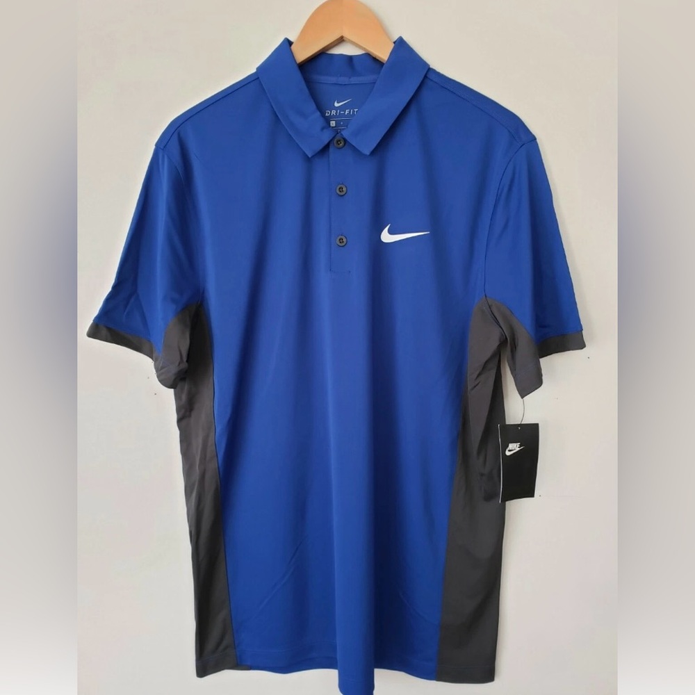 Nike Men's Blue and Gray Polo Shirt